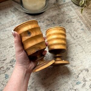 Wooden Ribbed Goblets - Set of 2